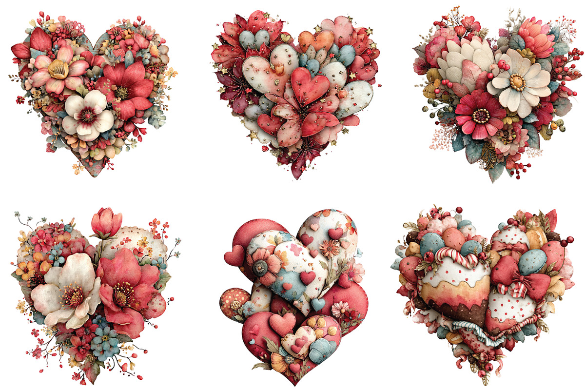 Whimsical Heart Valentine Clipart, an Illustration by CraftArtStudio (Photo 2 of 6)