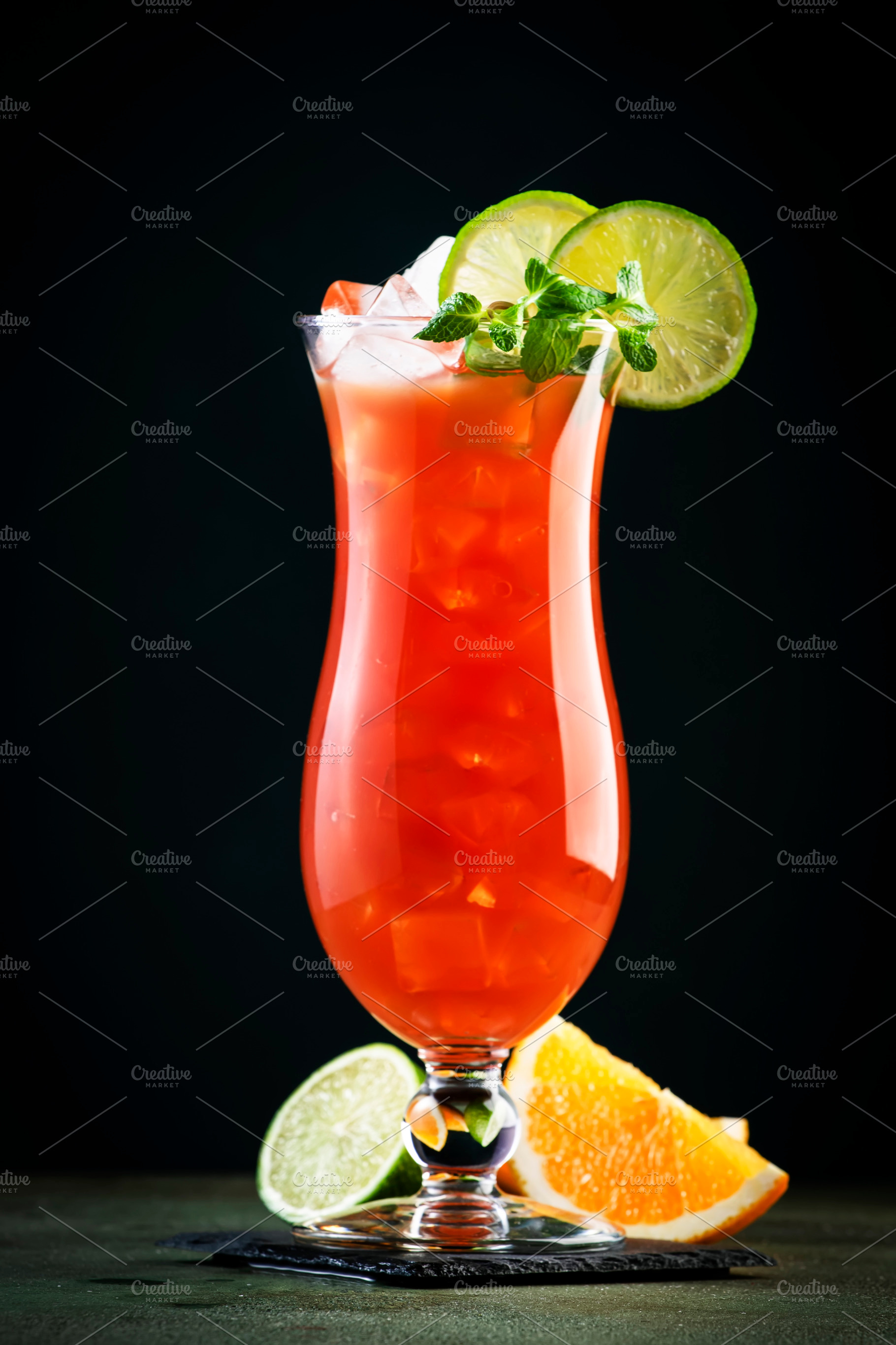 Hurricane, classic alcoholic cocktail with dark and white rum, i, a Background Photo by 5PH