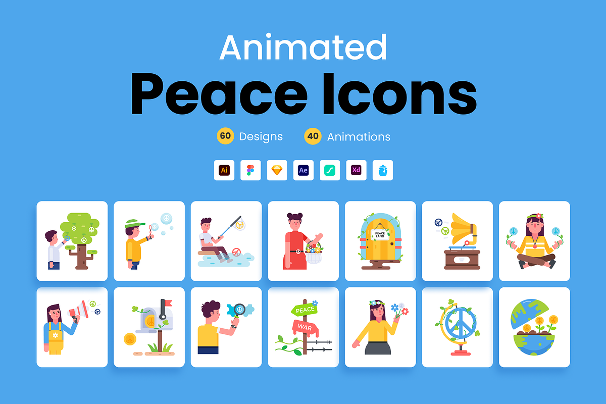 Animated Peace Icons, a Duotone Icon by Prosymbols (Photo 1 of 10)
