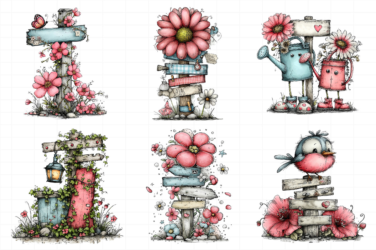 Whimsical Spring Singpost Clipart, an Illustration by Daily.Designs (Photo 4 of 8)