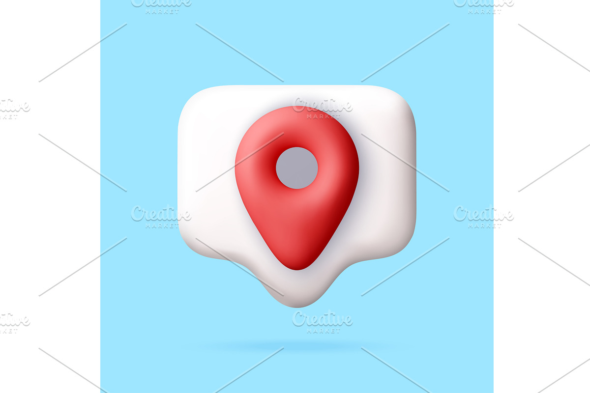 3D Red map pin on a white, a Technology Illustration by Abscent