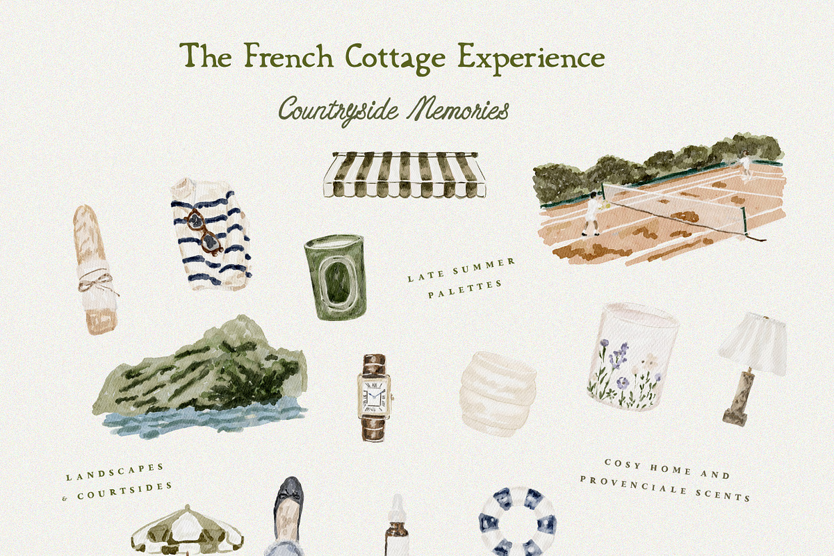Handdrawn French Cottage Watercolor, an Object Graphic by Laras Wonderland (Photo 5 of 12)