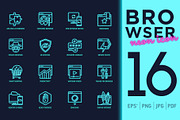 Browser Neon | 16 Thin Line Icons, an Outline Icon by Alex Blogoodf (Thumbnail 1 of 11)