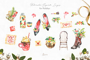 Hello Christmas. Watercolor Kit., a Decorative Illustration by OctopusArtis (Thumbnail 7 of 12)