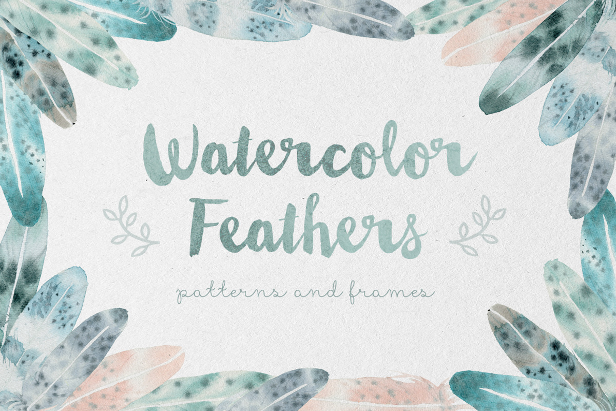 Watercolor Feathers: Patterns+Frames, a Pattern Graphic by Inna Moreva (Photo 1 of 5)