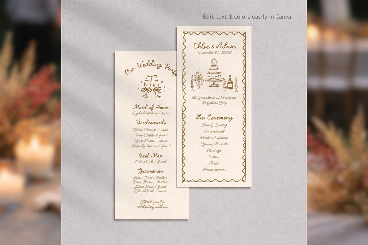 Wedding Program Canva Template bd003, a Card Template by TyphoonStudio (Photo 5 of 9)