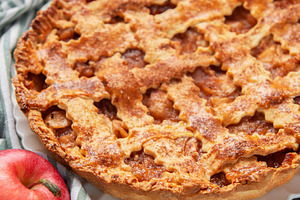 Freshly baked apple pie with honey and brown sugar, a Food & Drink Photo by Olena Rudo