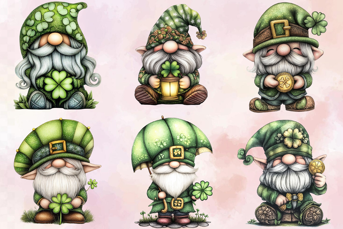 Whimsical St Patrick Gnome Clipart B, an Illustration by SVGArt (Photo 7 of 9)