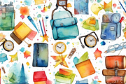 Watercolor Back to School, a Pattern Graphic by Printable Treasure (Thumbnail 2 of 6)