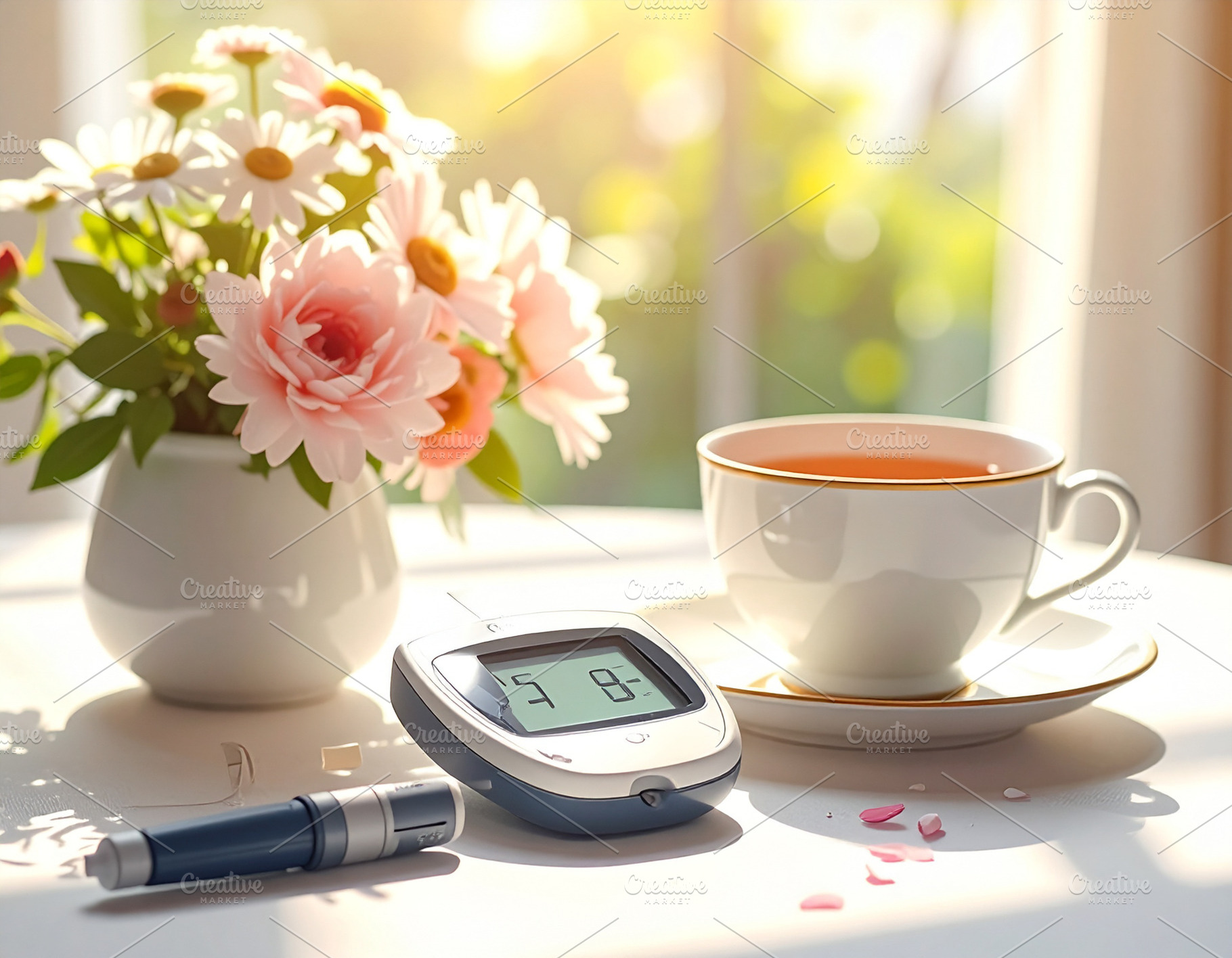 Diabetes management tools on a sunny morning, a Health & Medical Photo by DanFLCreativo