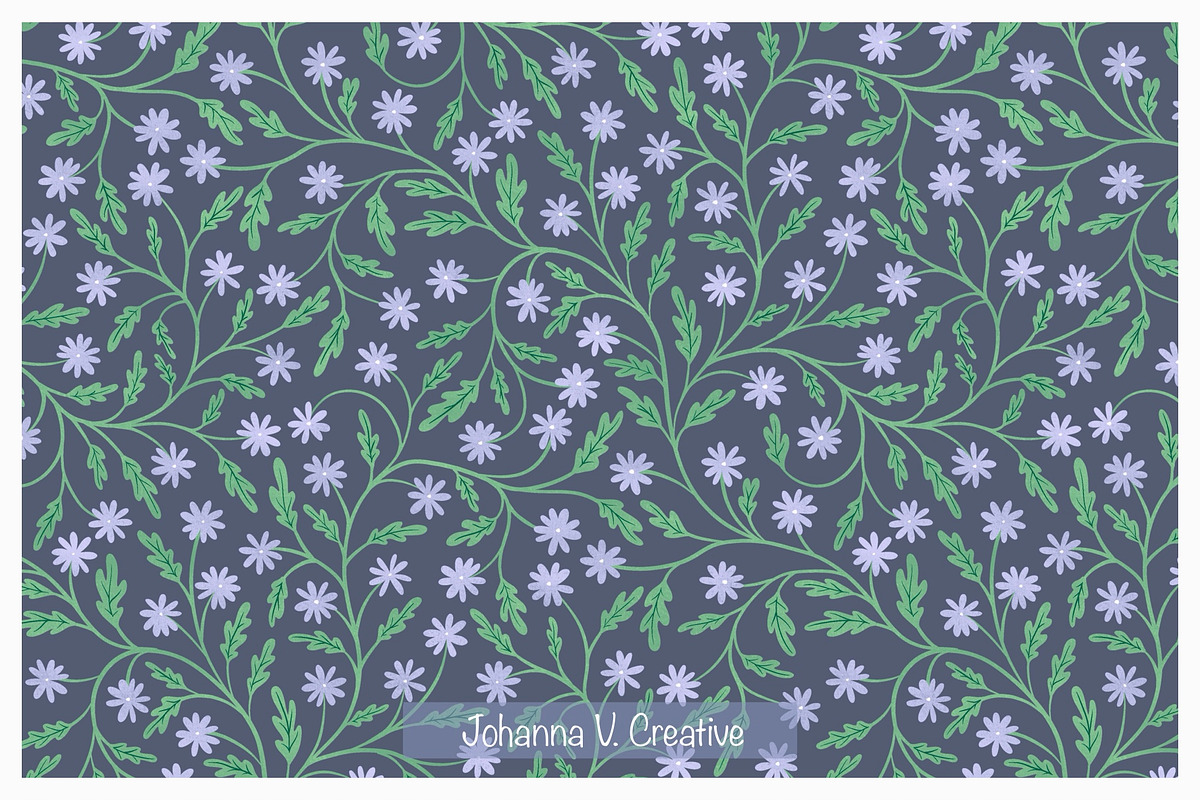 Blooming Vine Pattern Set, an Illustration by Johanna V. Creative (Photo 4 of 4)