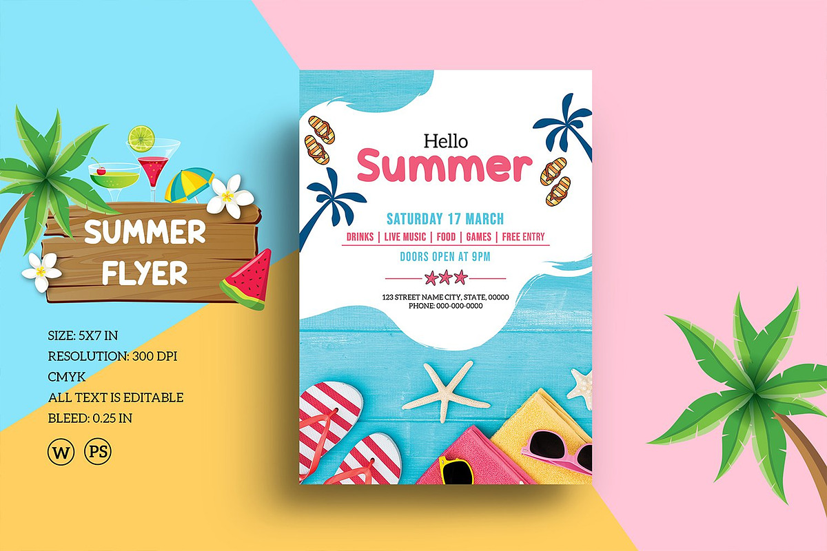 Summer Party Flyer Template, a Flyer Template by Template Shop (Photo 1 of 3)