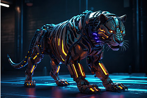 Futuristic Cyberpunk Robot Tiger