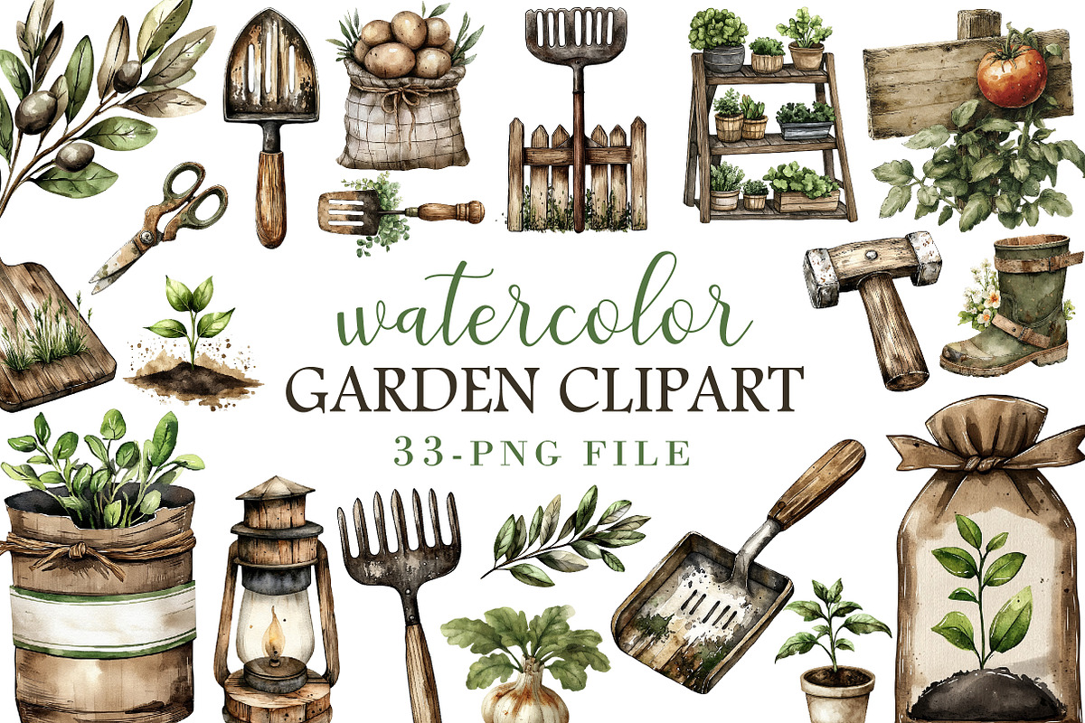 Watercolor Garden Clipart, an Illustration by Libby Wishes (Photo 1 of 5)