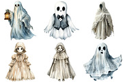 Antique Halloween Ghost Clipart, an Illustration by Craft Nest (Thumbnail 5 of 6)