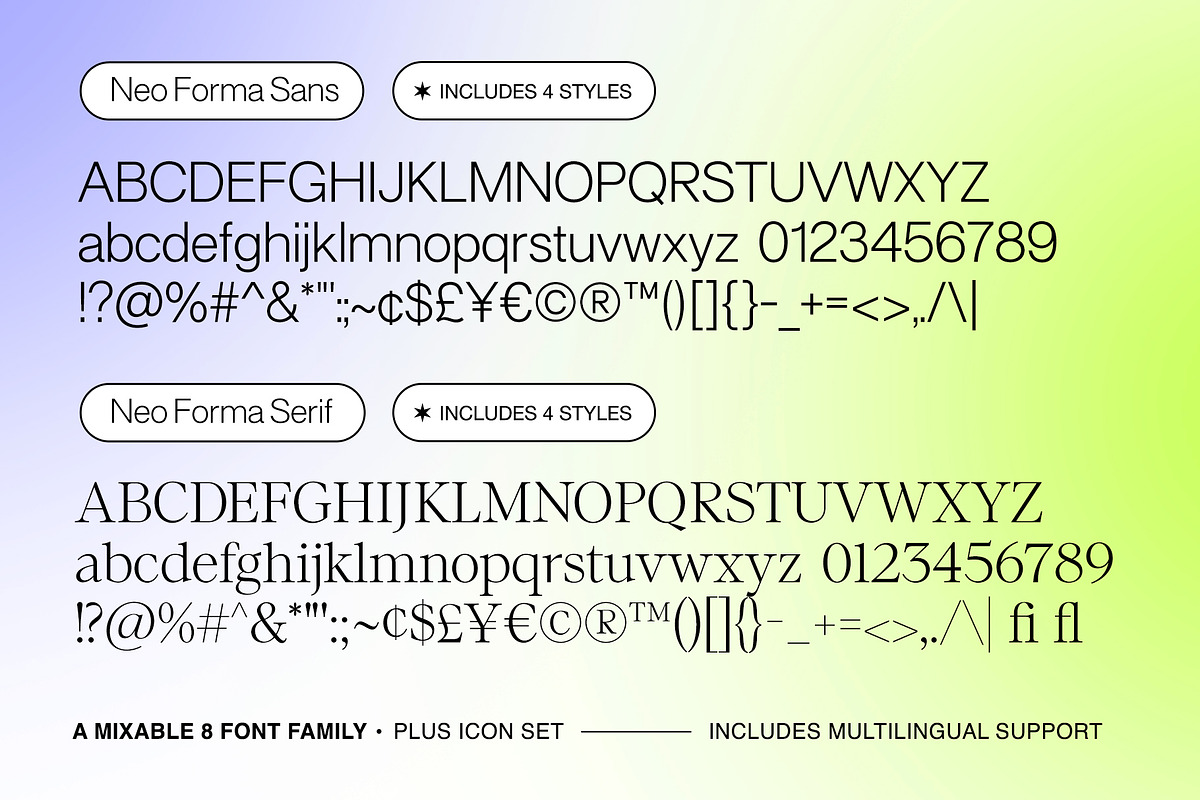 Neo Forma (NEW v2.0) 8 Fonts + Icons, a Sans Serif Font by Sam Parrett (Photo 14 of 14)
