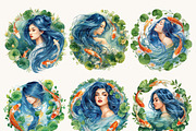 Girl With Koi Fish Clipart Bundle, a Person Illustration by Design Scotch (Thumbnail 2 of 8)