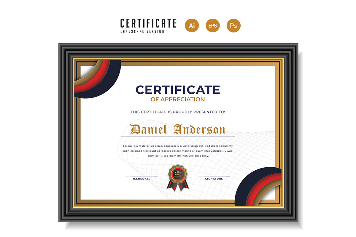 571. Modern Certificate Template, a Stationery Template by CreativeRezwan (Photo 2 of 3)