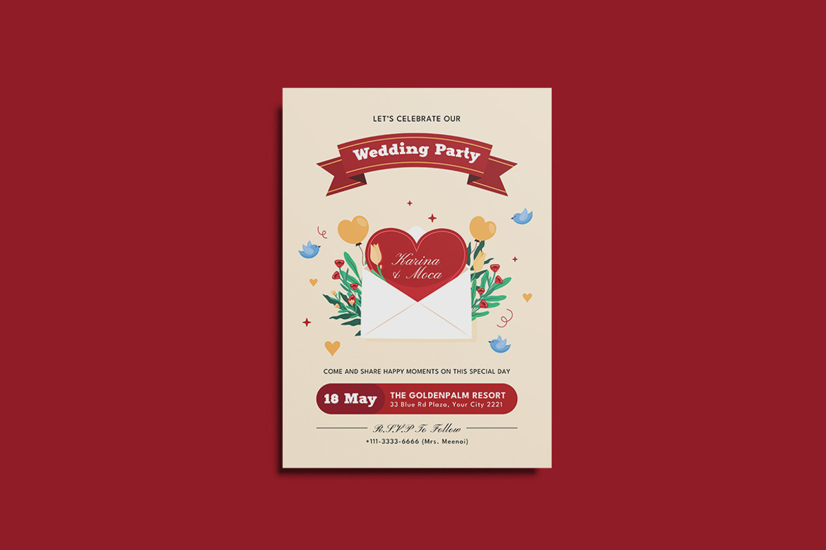 The Note Wedding Invitation Template, an Invitation Template by iDoodle Studio (Photo 3 of 4)