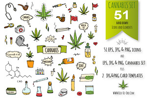 51 CANNABIS hand drawn elements!