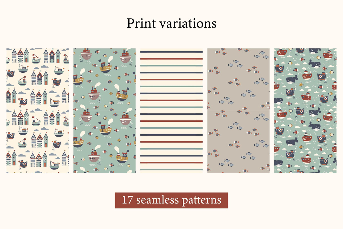 Ocean life clipart and patterns, a Pattern Graphic by EltaMaxArt (Photo 5 of 10)