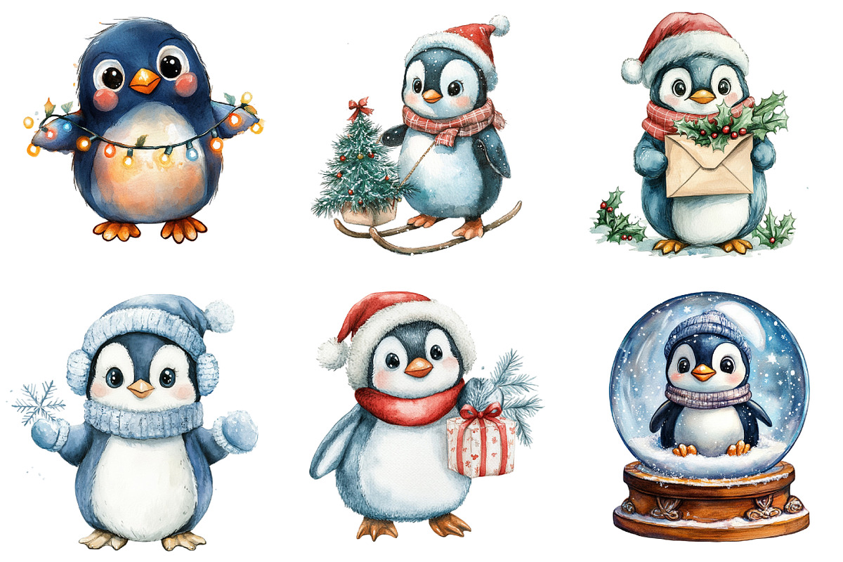 Winter Penguin Clipart PNG, an Illustration by Dream Creation (Photo 5 of 5)