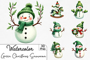 Green Christmas Snowman Clipart PNG, an Illustration by CrexoraLab (Thumbnail 1 of 5)