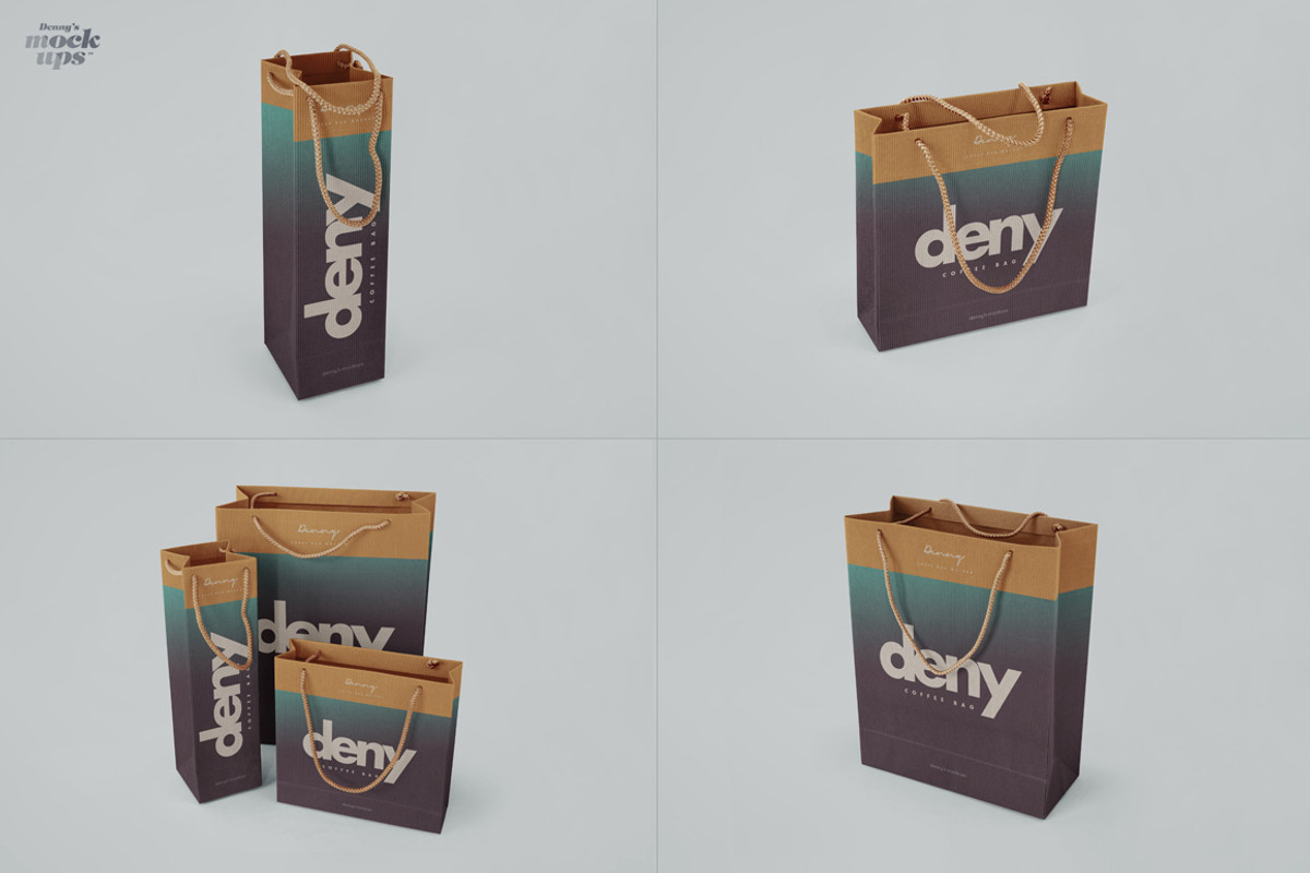 Corrugated Paper Bag 3 Types Mockup, an Advertising Mockup by Denny's Mock-ups (Photo 3 of 6)