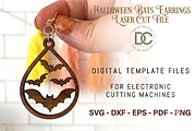 Bats Halloween Earring Svg, a Work Illustration by Dream Creation (Thumbnail 1 of 3)