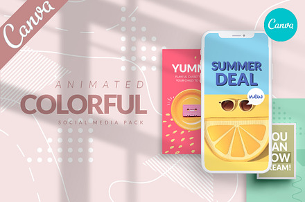 CANVA Colorful Social Media Pack, a Social Media Template by Eviory