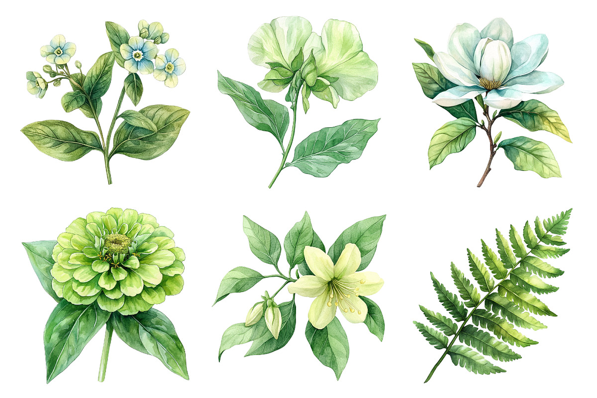 Watercolor Sage Floral Clipart, an Illustration by Daily.Designs (Photo 2 of 5)