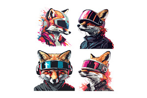 Digital Fox Cartoon Vector Concepts