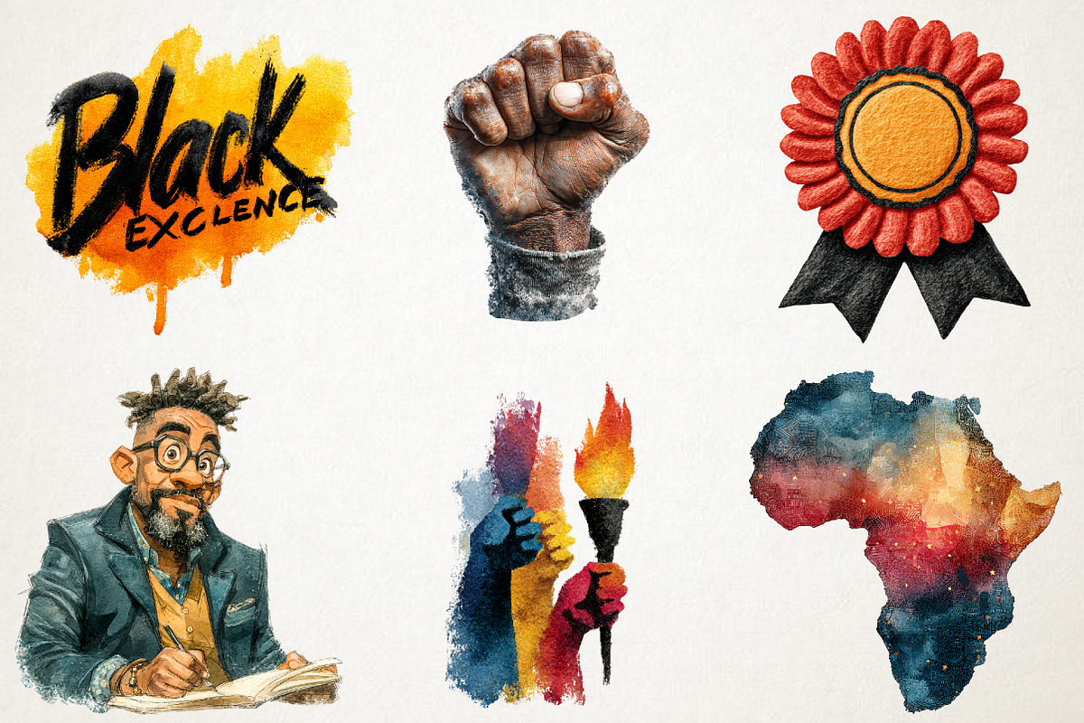 Black Excellence Clipart Bundle, a Seasonal Illustration by RobertsArt (Photo 3 of 5)