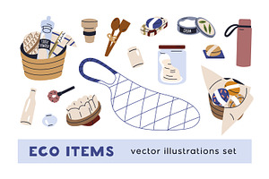 Eco products and recycled items set, an Object Illustration by Good Studio