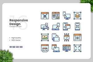 Responsive Design Colored Icons, an Icon by Upnowgraphic