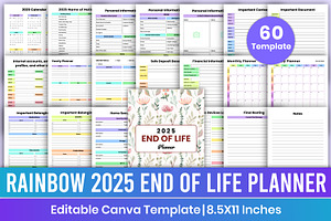 Rainbow 2025 End of Life Planner Kdp, a Stationery Template by Mustafiz