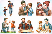 Watercolor Father's Day Clipart PNG, a Seasonal Illustration by Canvas Craft (Thumbnail 3 of 3)