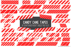 Red Candy Cane Tape Strips Clipart