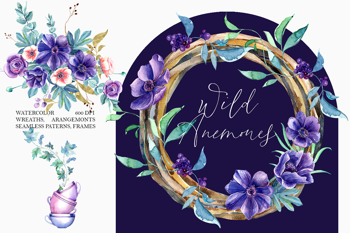 WILD ANEMONES, a Decorative Illustration by JennyColorArt (Photo 1 of 12)