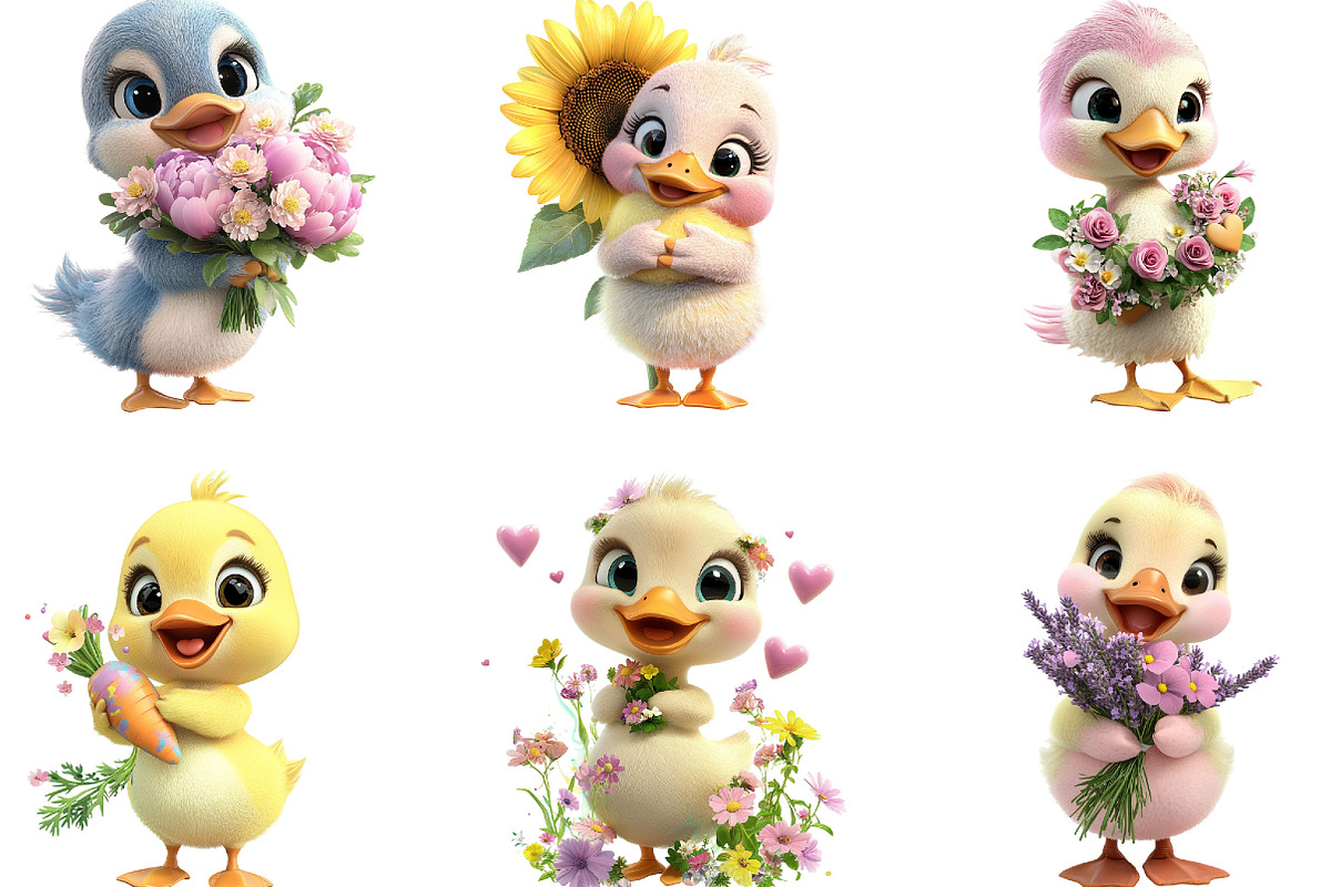 Whimsical Spring Duck Clipart, an Illustration by Designking (Photo 3 of 5)