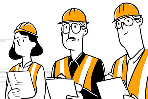 Group of cartoon construction worker, an Industrial Photo by MistyDay