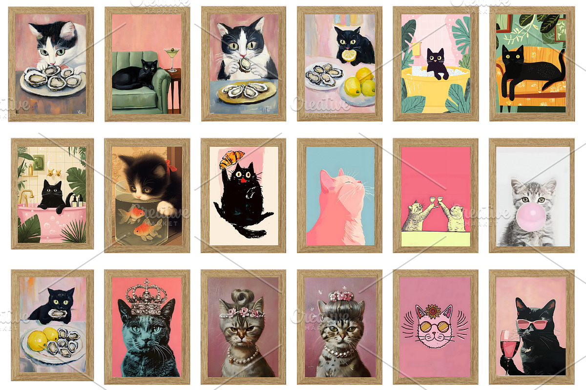 Cat Prints, Watercolor Cat Wall Art, an Animal Photo by Chipshpow Graphics (Photo 7 of 8)