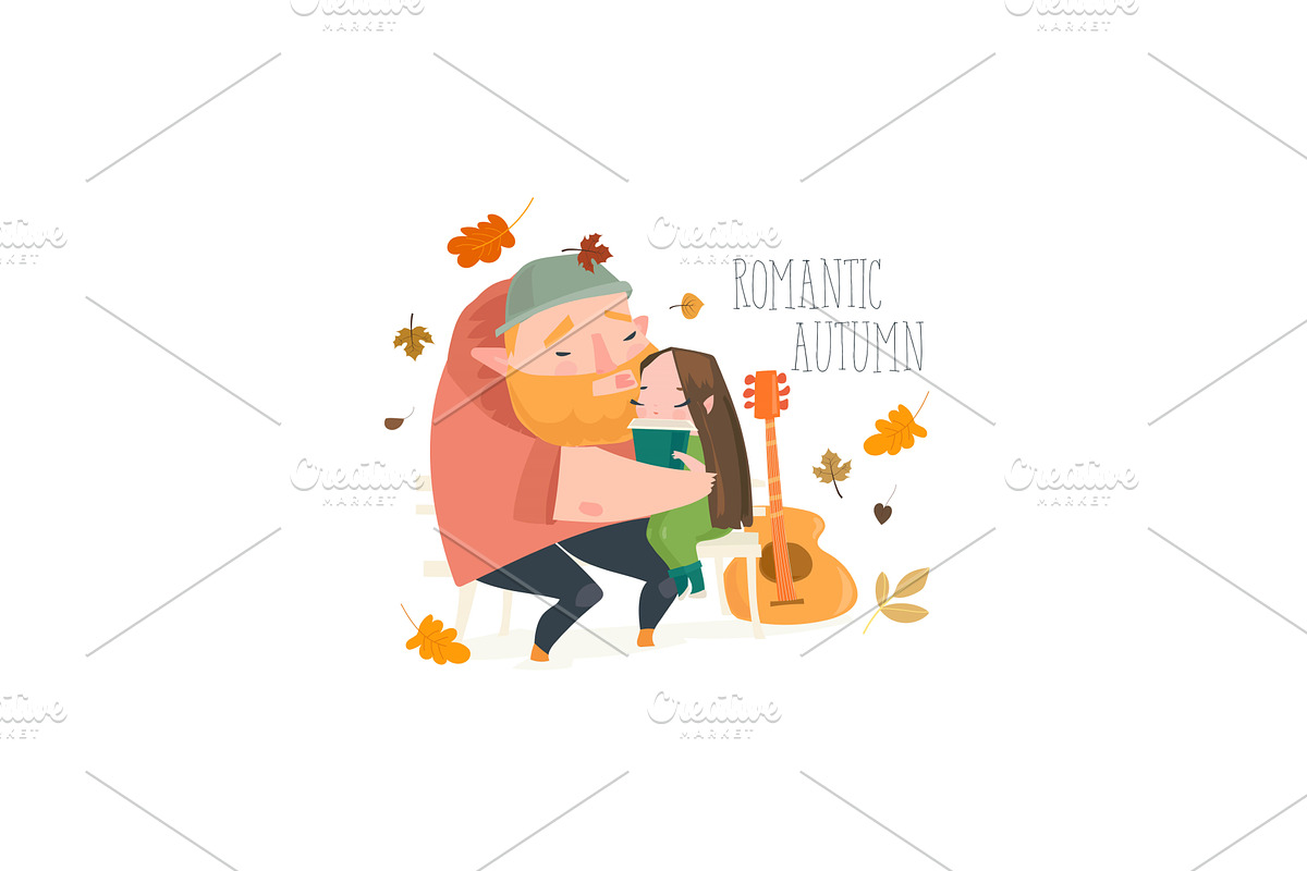 Couple embracing on bench and drink, a Person Illustration by Maria Starus