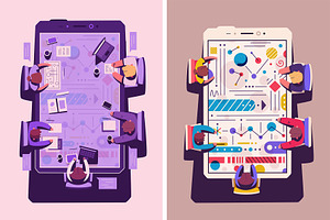 Teamwork at the smartphone desk