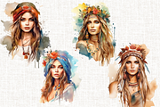 Watercolor Bohemian Beauty, a Person Illustration by Mash Mash Stickers (Thumbnail 5 of 9)
