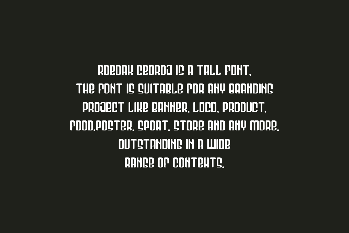 Roedak Ceoroj - Modern & Tall Font, a Sans Serif Font by QR Design Studio (Photo 5 of 7)