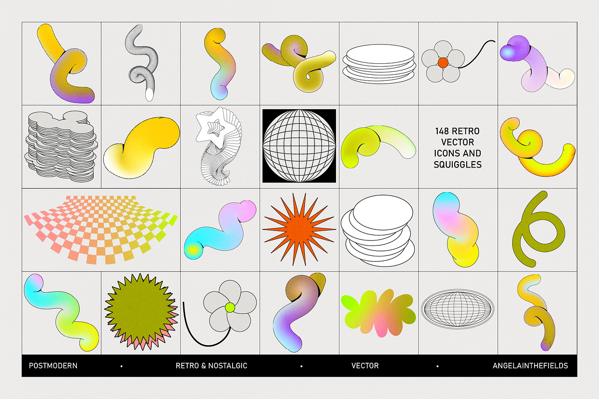 Postmodern Squiggle Vector Clipart, an Object Graphic by angelainthefields (Photo 3 of 12)