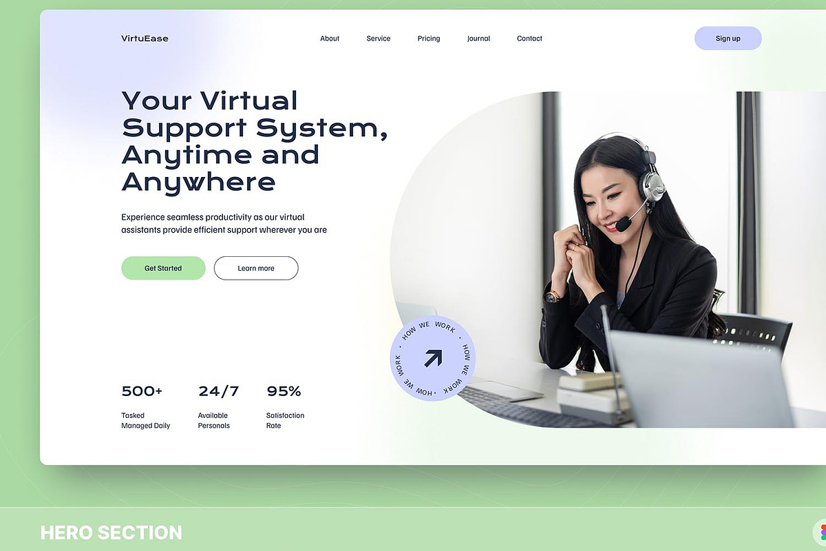 VirtuEase - Virtual Assistant Hero, an UI Kit Template by Studio Delapan