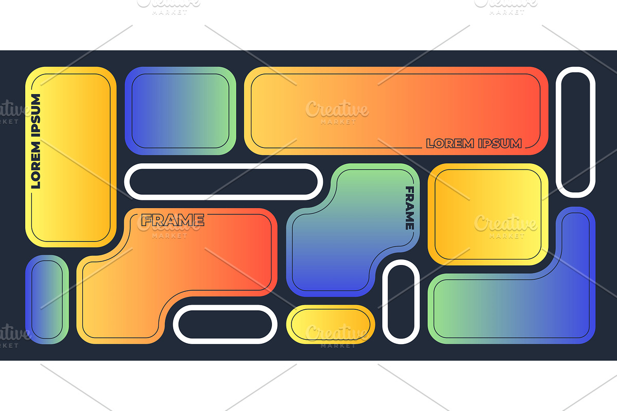 Abstract bento grid shapes on black, an Illustration by art PVP - market