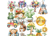 Watercolor Boho Baby Clipart, an Illustration by CraftCrateShop (Thumbnail 6 of 7)